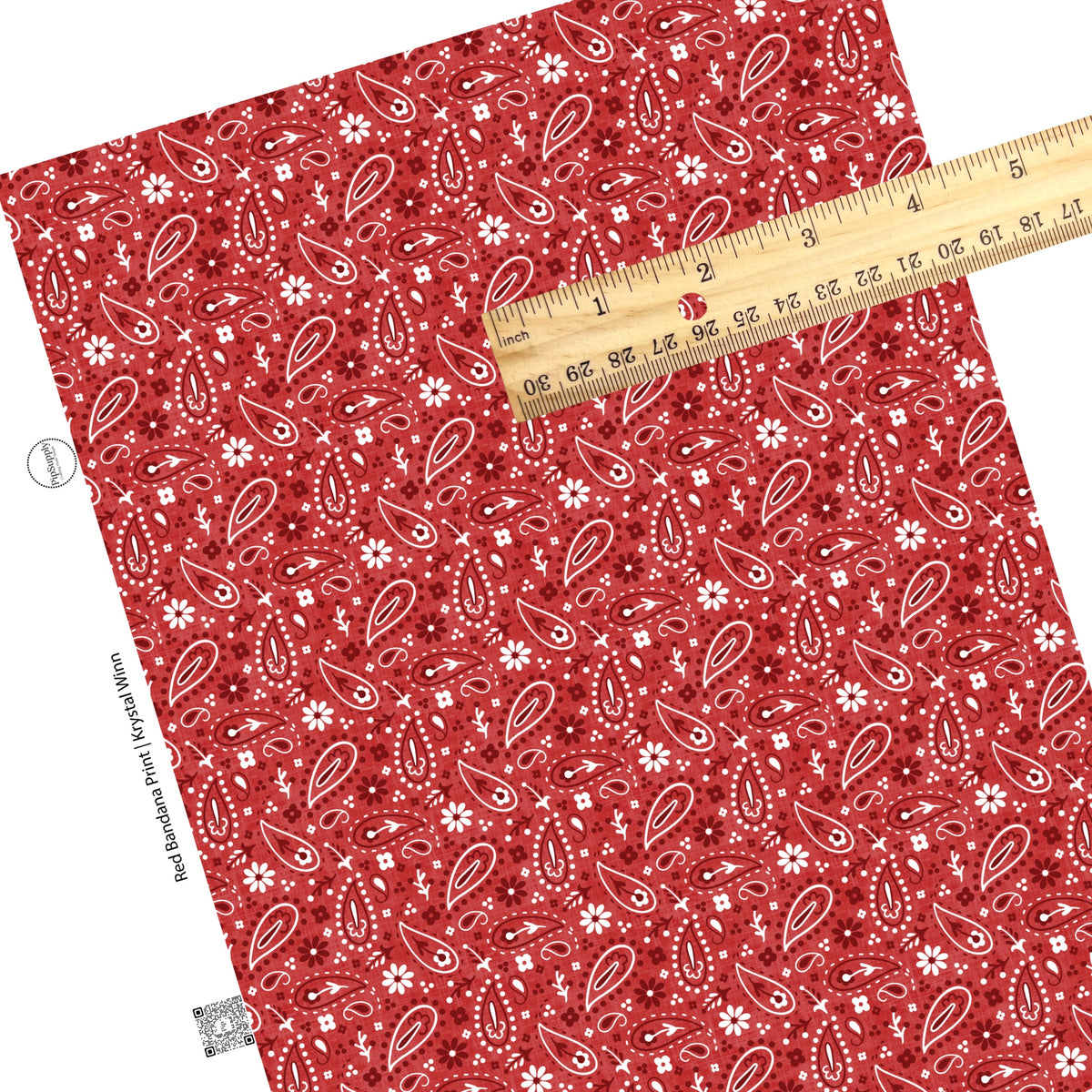 Patriotic And Western Bandana Pattern On Red Faux Leather Sheet - Red