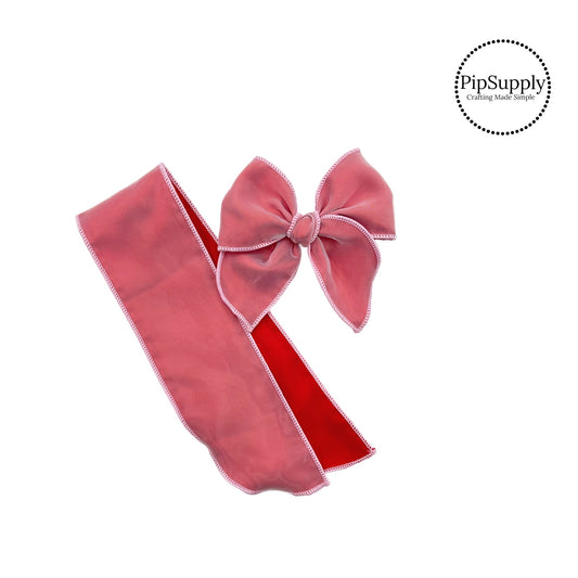 Solid red backed organza shaker hair bow