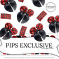Red buffalo plaid with solid black bubble sailor hair bows