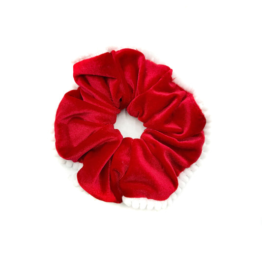 These Christmas soft velvet scrunchies come with a white pom pom trim and are ready to wear, give as a gift or offer for sale to others. The soft velvet scrunchies are made by hand with high quality elastic and can be worn by all ages as jewelry or as a hair accessory.