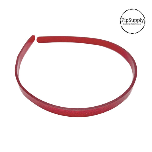 Red glitter on acrylic solid headband
