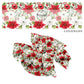 Red and green christmas floral on white hair bow strips