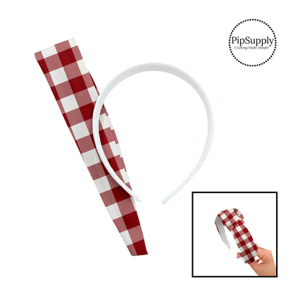 Red and white striped gingham knotted headband kit