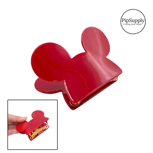 Red Mouse Head Claw Hair Clip