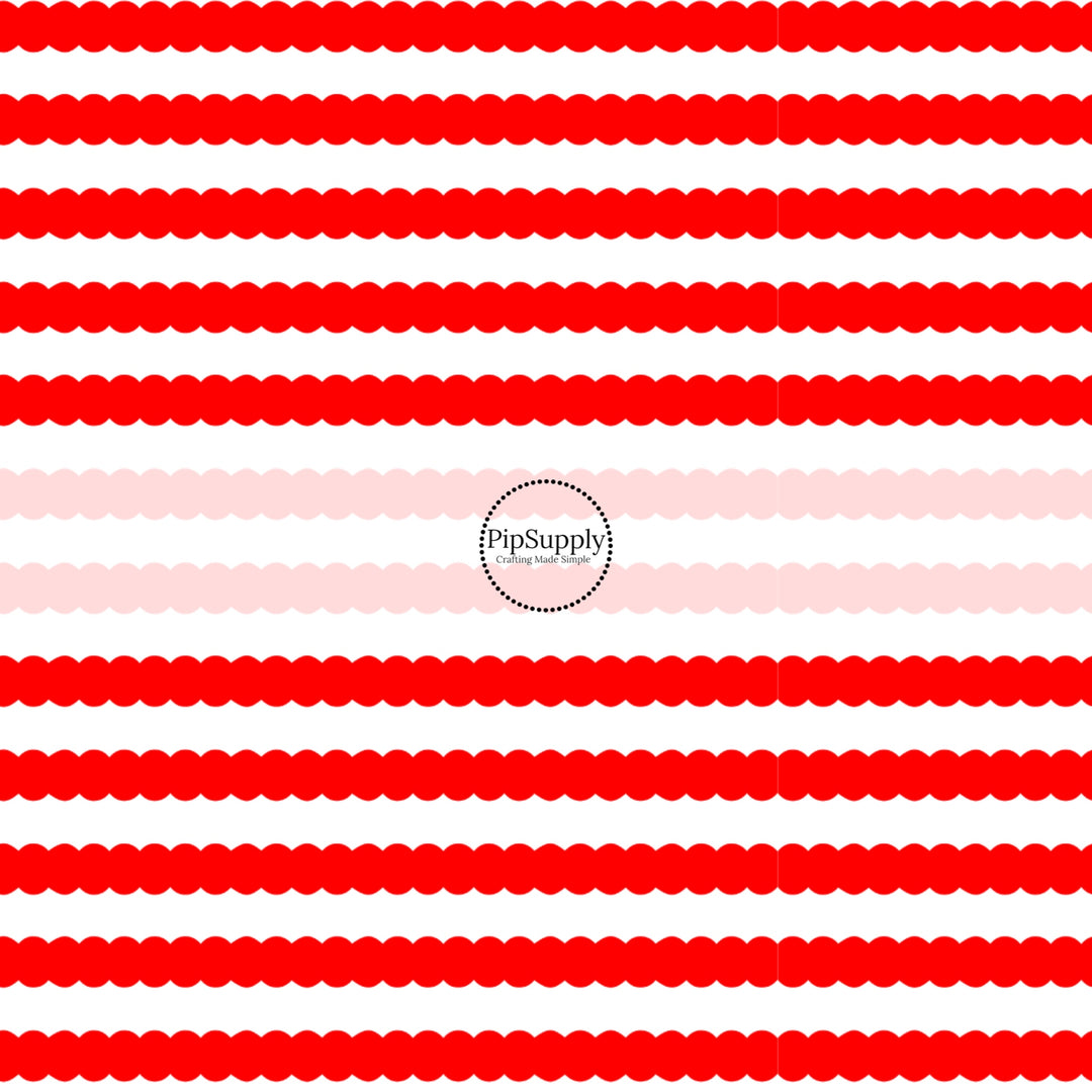 These patriotic fabric by the yard features red stripes. This fun pattern fabric can be used for all your sewing and crafting needs!