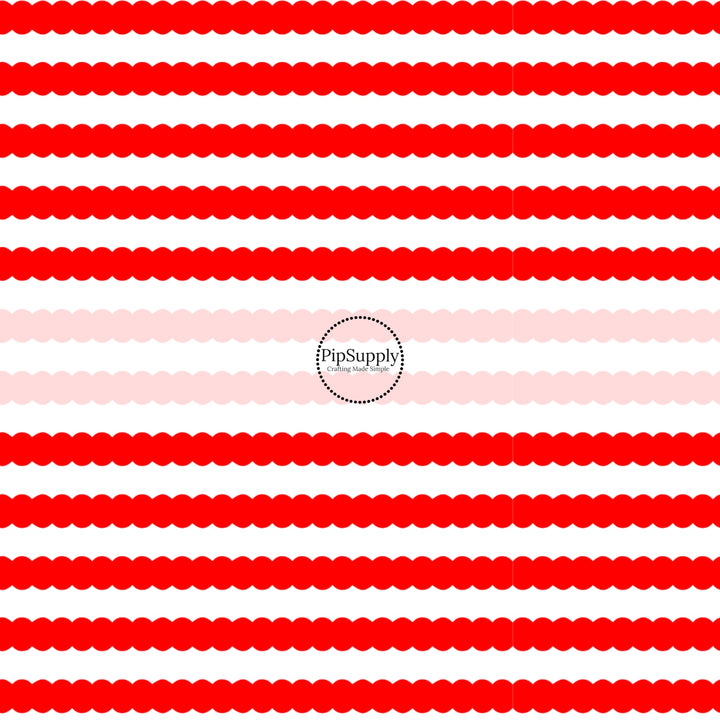 These patriotic fabric by the yard features red stripes. This fun pattern fabric can be used for all your sewing and crafting needs!