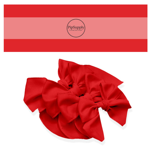 This solid no sew bow strips can be easily tied and attached to a clip for a finished hair bow. These solid red colored bow strips are great for personal use or to sell.