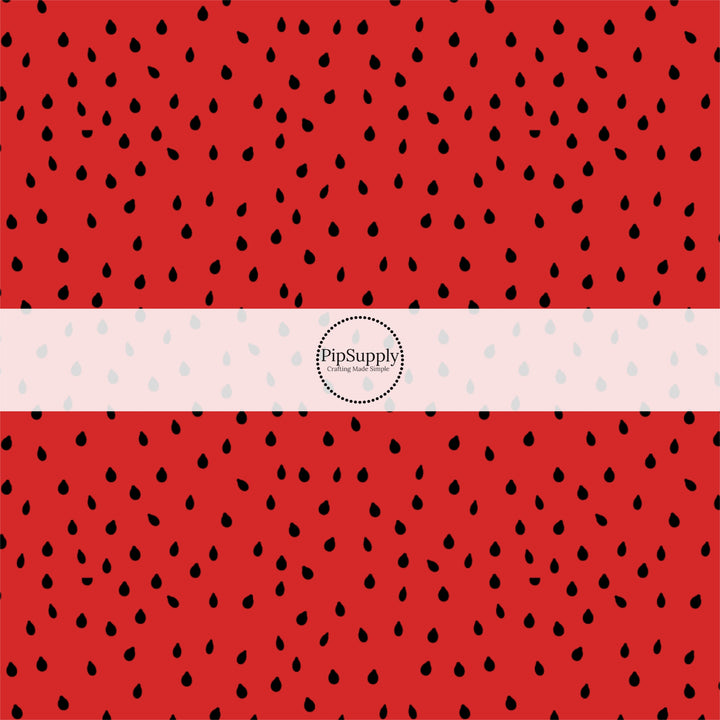 These fruit fabric by the yard features watermelon seeds on red. This fun pattern fabric can be used for all your sewing and crafting needs!