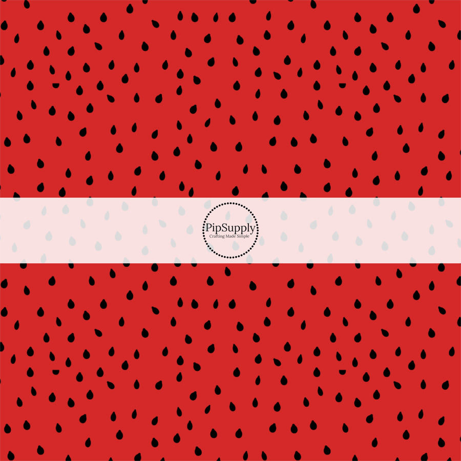 These fruit fabric by the yard features watermelon seeds on red. This fun pattern fabric can be used for all your sewing and crafting needs!