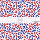 These patriotic red and blue cheetah spots on white fabric by the yard features small red and blue cheetah print pattern.
