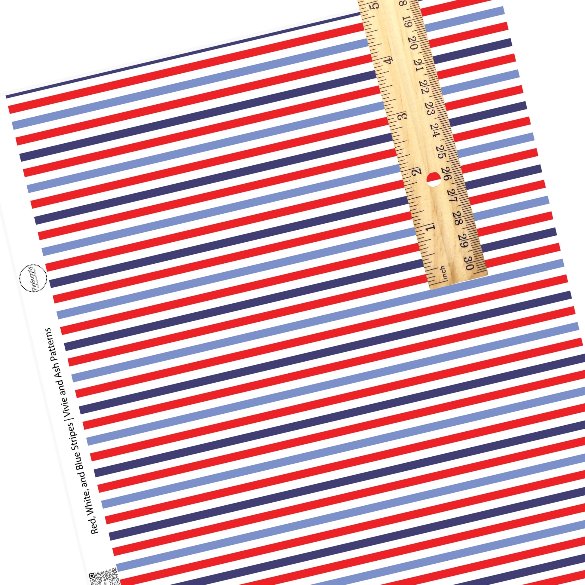 These 4th of July faux leather sheets contain the following design elements: red, white, and blue stripes. Our CPSIA compliant faux leather sheets or rolls can be used for all types of crafting projects.