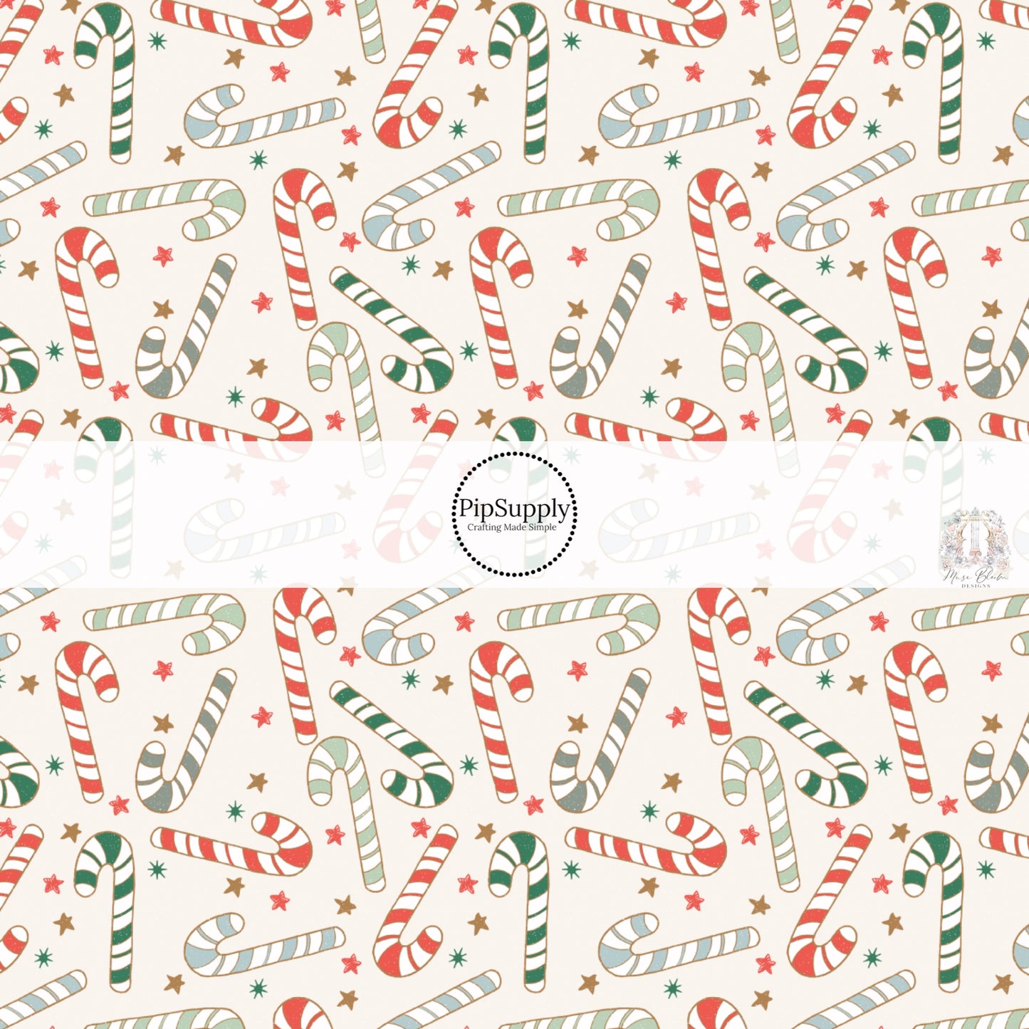 These Christmas themed pattern fabric by the yard features the following design elements: candy canes on cream. This fun themed fabric can be used for all your sewing and crafting needs!