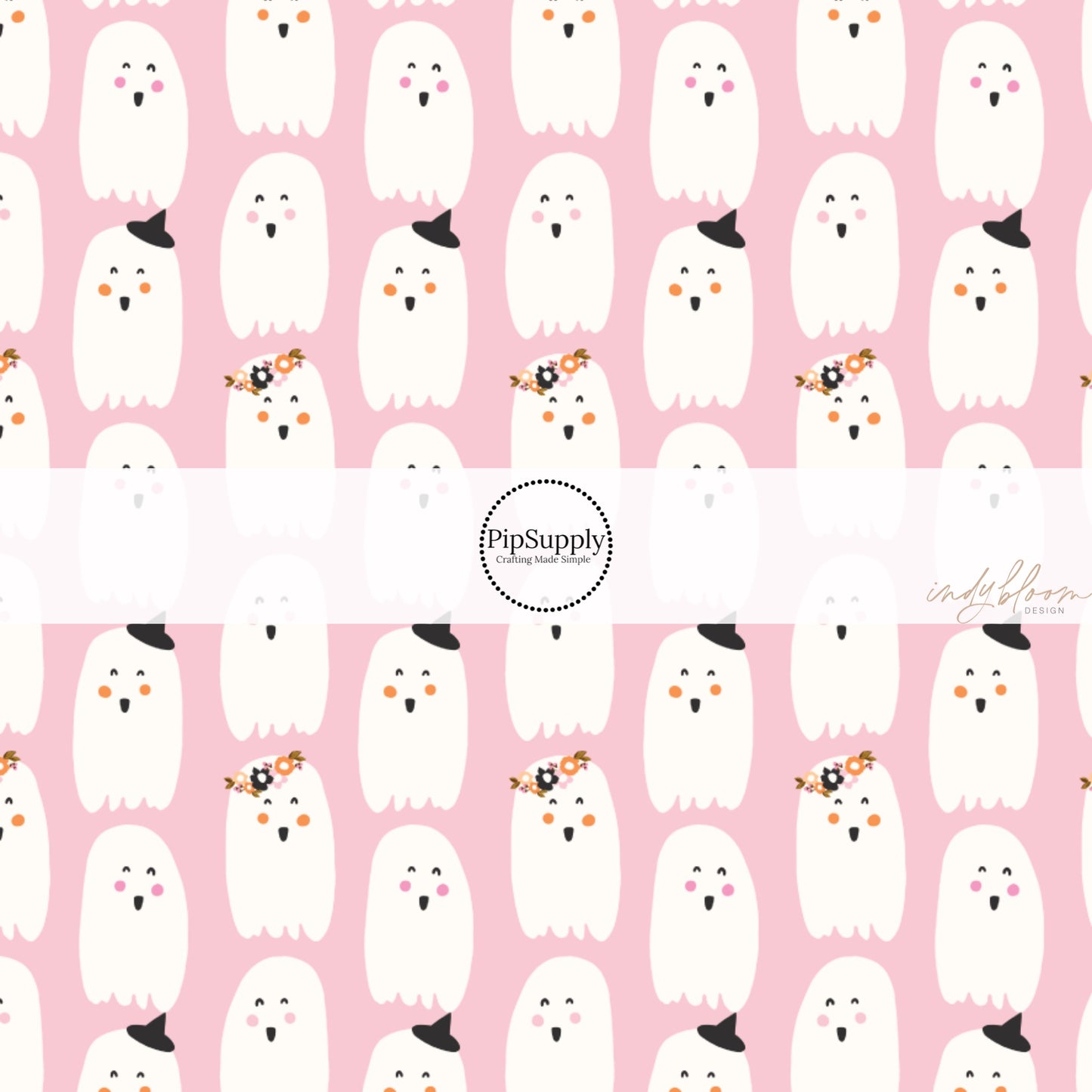 These Halloween themed pattern fabric by the yard features the following design elements: ghost on light pink. This fun spooky themed fabric can be used for all your sewing and crafting needs!