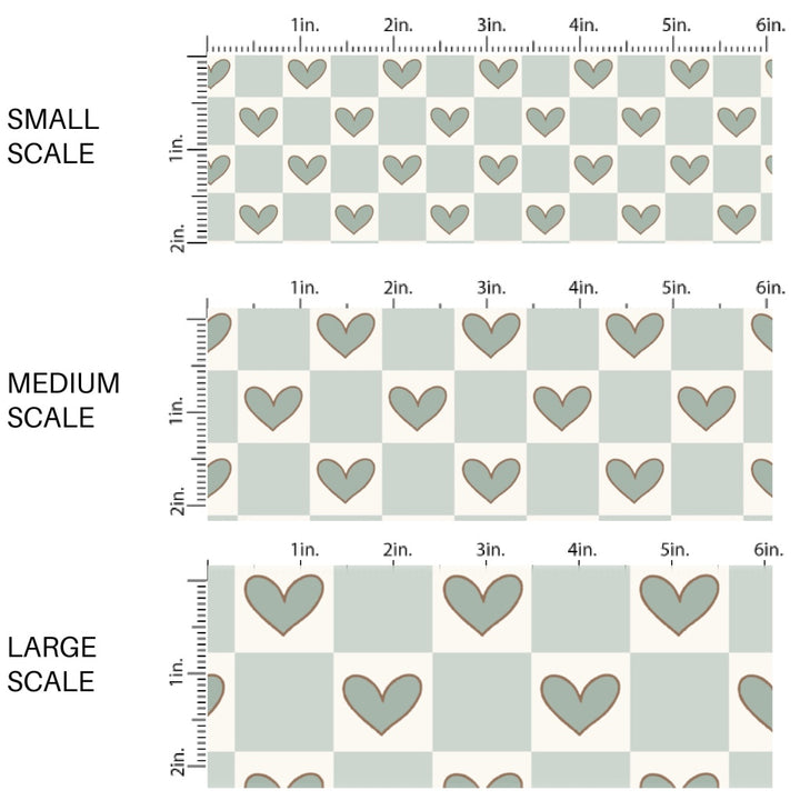 This Valentine's Day themed fabric by the yard features light blue checker pattern with hearts. This fun pattern fabric can be used for all your sewing and crafting needs!