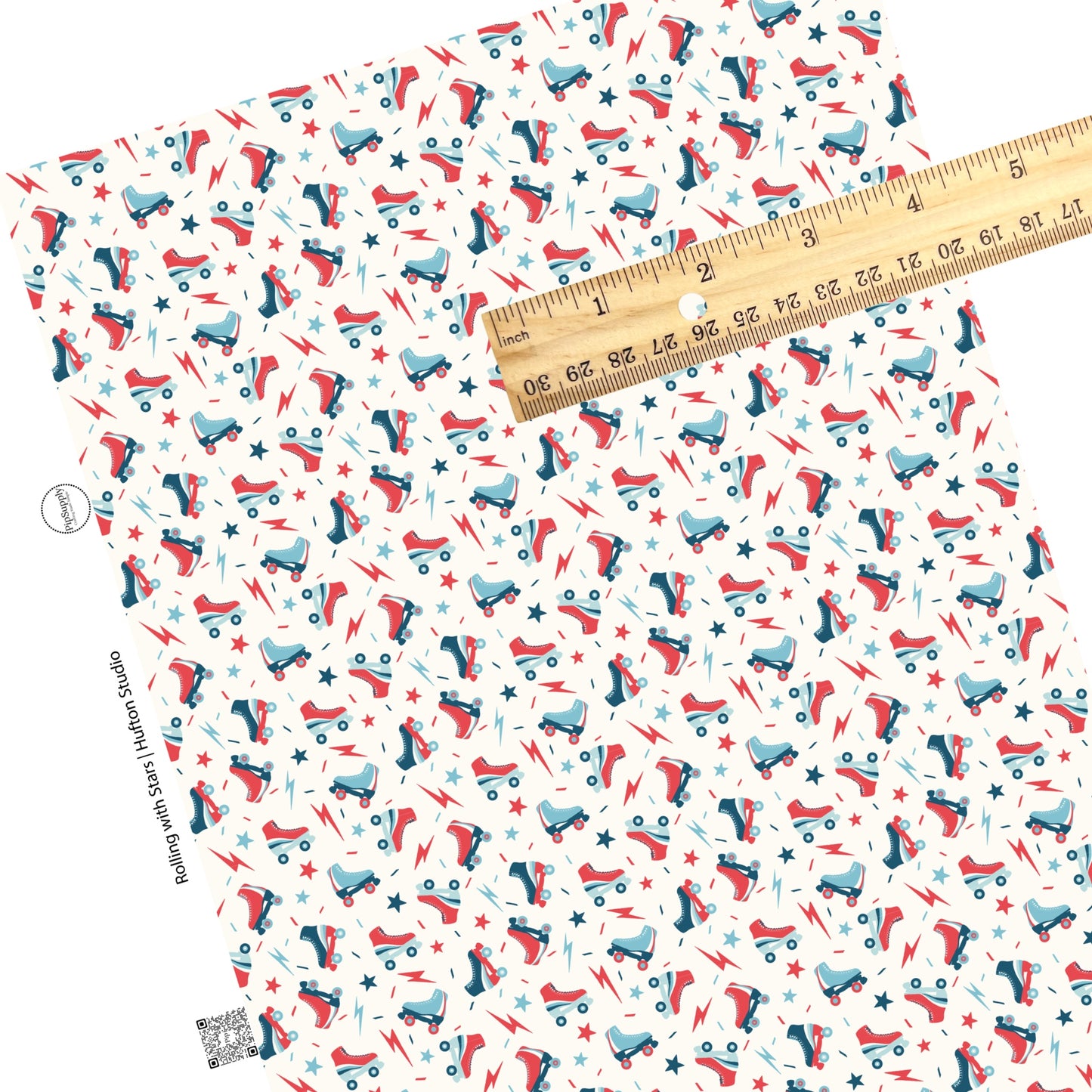 These 4th of July faux leather sheets contain the following design elements: patriotic roller skates on cream. Our CPSIA compliant faux leather sheets or rolls can be used for all types of crafting projects.