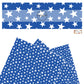 These 4th of July faux leather sheets contain the following design elements: patriotic white stars on blue. Our CPSIA compliant faux leather sheets or rolls can be used for all types of crafting projects.