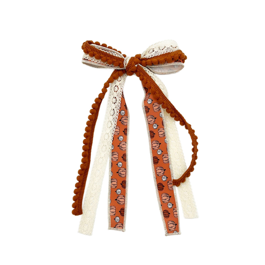 These fall lace pre-cut tied bows are ready to package and resell to your customers no sewing or measuring necessary! These hair bows come with a clip already attached.