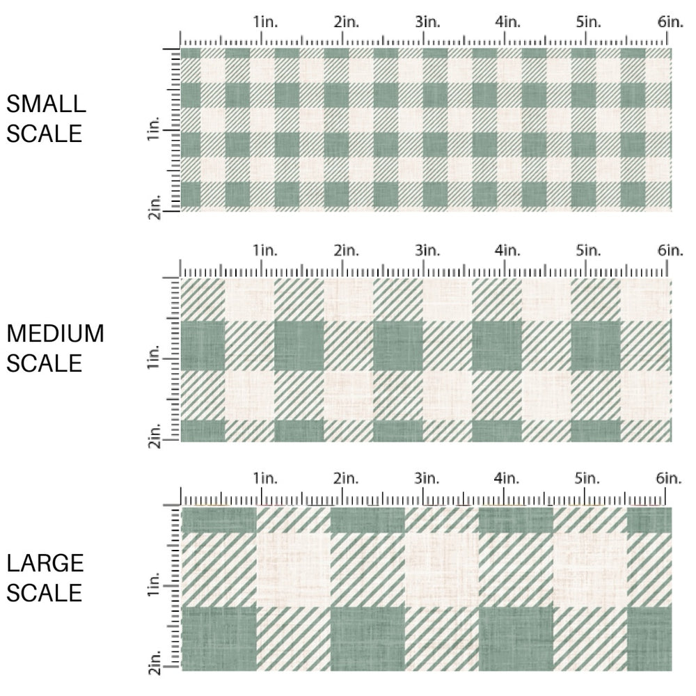 These winter plaid themed pattern fabric by the yard features the following design elements: sage gingham pattern. This fun themed fabric can be used for all your sewing and crafting needs!