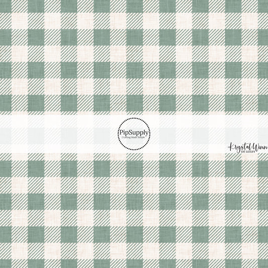 These winter plaid themed pattern fabric by the yard features the following design elements: sage gingham pattern. This fun themed fabric can be used for all your sewing and crafting needs!