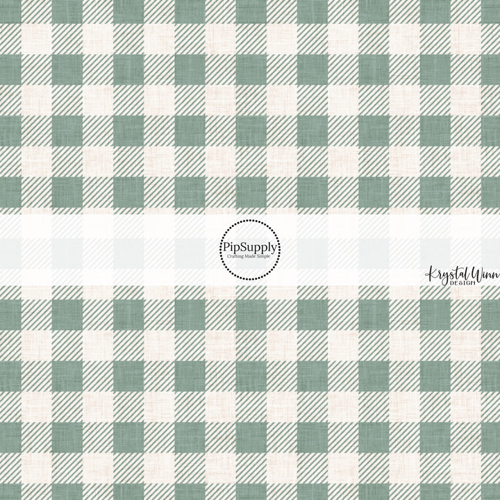 These winter plaid themed pattern fabric by the yard features the following design elements: sage gingham pattern. This fun themed fabric can be used for all your sewing and crafting needs!