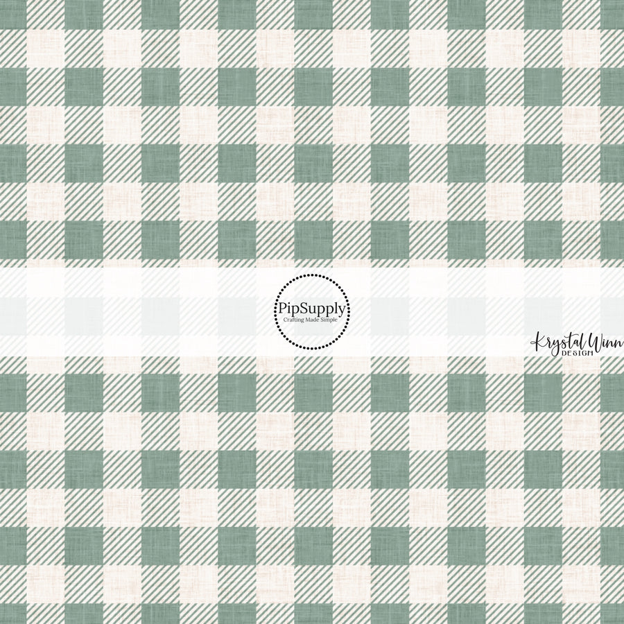 These winter plaid themed pattern fabric by the yard features the following design elements: sage gingham pattern. This fun themed fabric can be used for all your sewing and crafting needs!