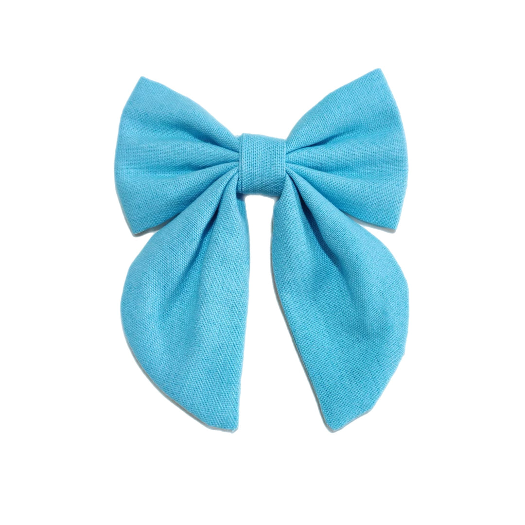 These sailor solid linen pre-cut tied bows are ready to package and resell to your customers no sewing or measuring necessary! These hair bows come with a clip already attached.