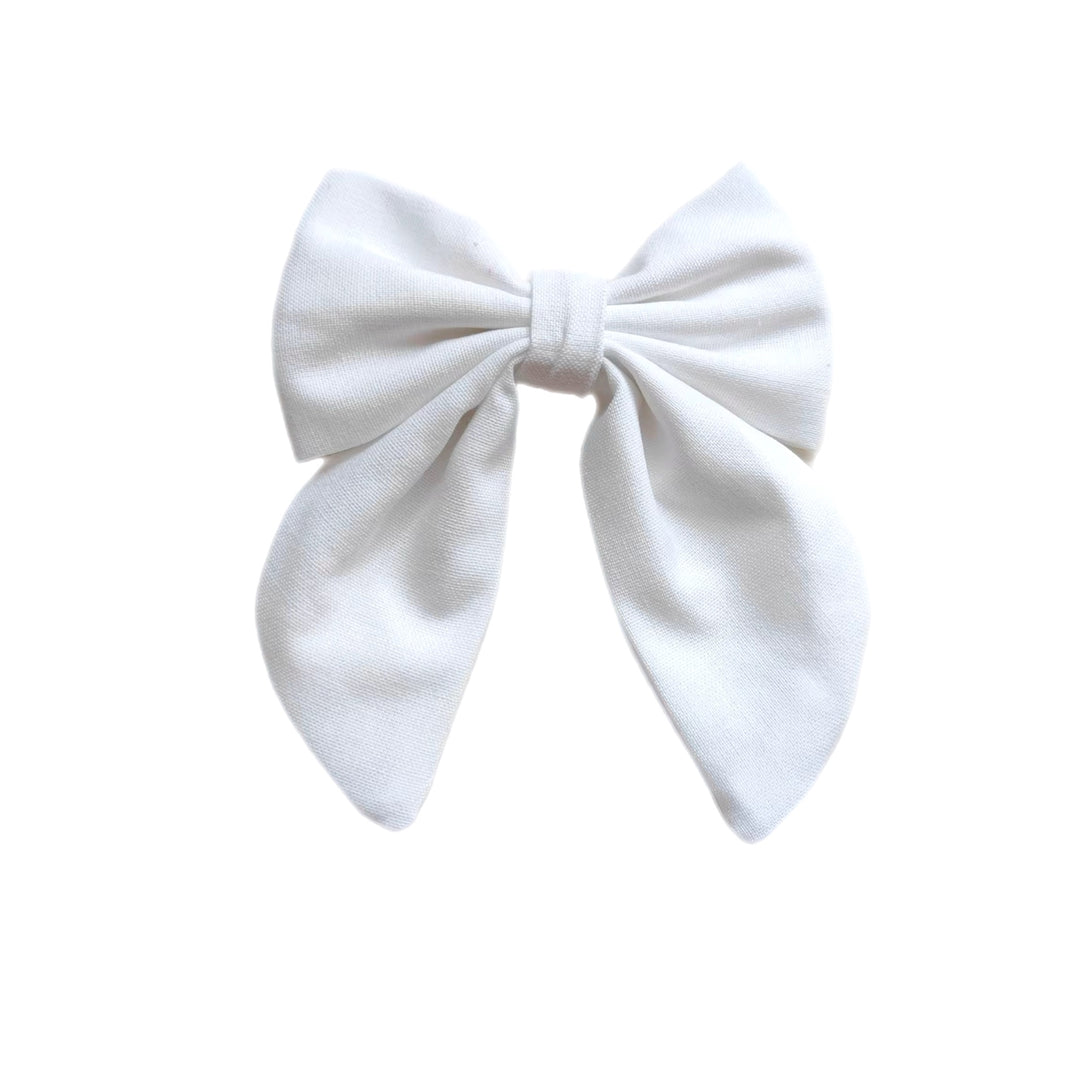These sailor solid linen pre-cut tied bows are ready to package and resell to your customers no sewing or measuring necessary! These hair bows come with a clip already attached.