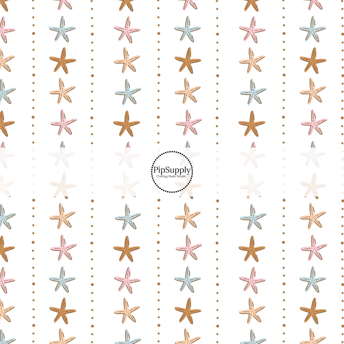 This beach fabric by the yard features starfish stripes on cream. This fun summer themed fabric can be used for all your sewing and crafting needs!