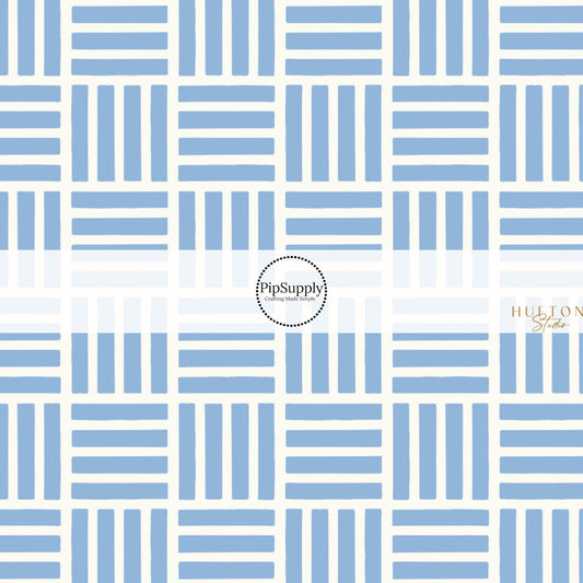 This summer fabric by the yard features light blue and white groove patterns. This fun themed fabric can be used for all your sewing and crafting needs!