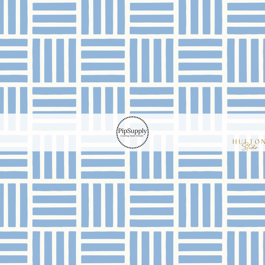 This summer fabric by the yard features light blue and white groove patterns. This fun themed fabric can be used for all your sewing and crafting needs!