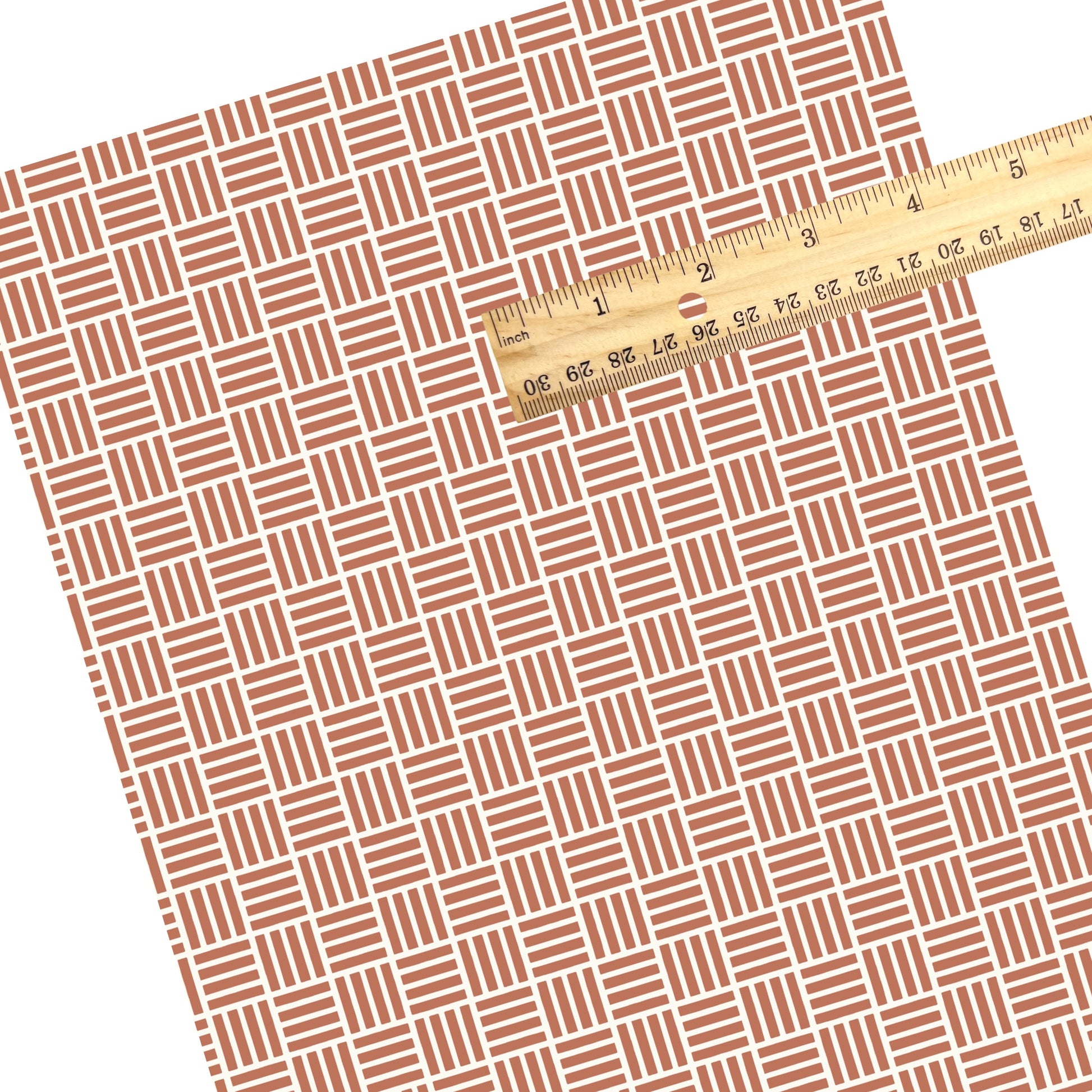 These summer faux leather sheets contain the following design elements: brown and white groove patterns. Our CPSIA compliant faux leather sheets or rolls can be used for all types of crafting projects.