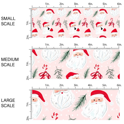 These Santa themed pattern fabric by the yard features the following design elements: Santa on pink. This fun themed fabric can be used for all your sewing and crafting needs!