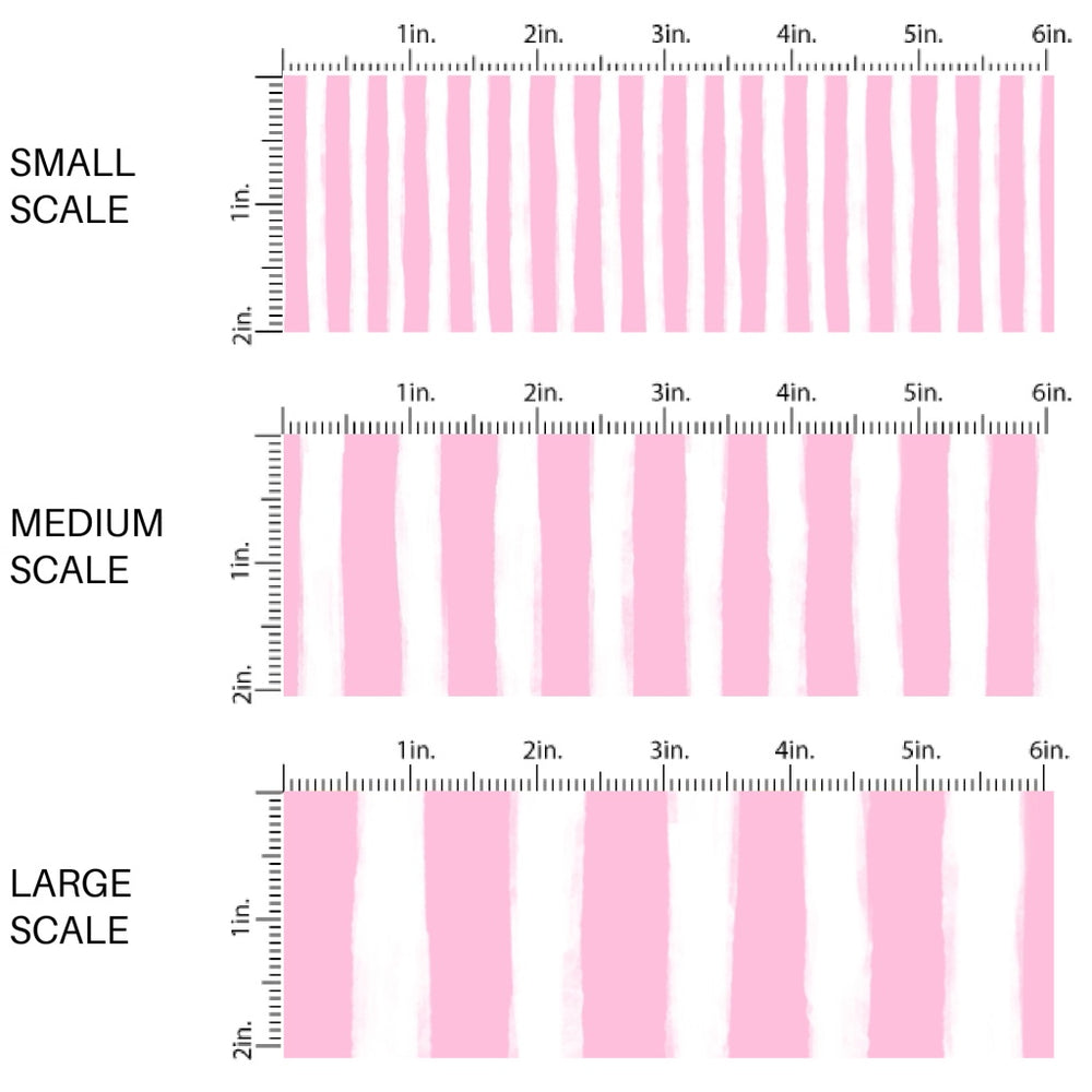 These Santa themed pattern fabric by the yard features the following design elements: pink and white Christmas stripes. This fun themed fabric can be used for all your sewing and crafting needs!