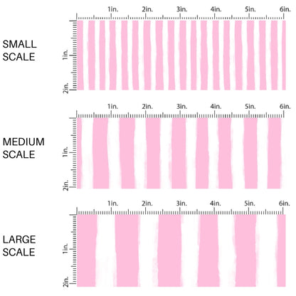 These Santa themed pattern fabric by the yard features the following design elements: pink and white Christmas stripes. This fun themed fabric can be used for all your sewing and crafting needs!