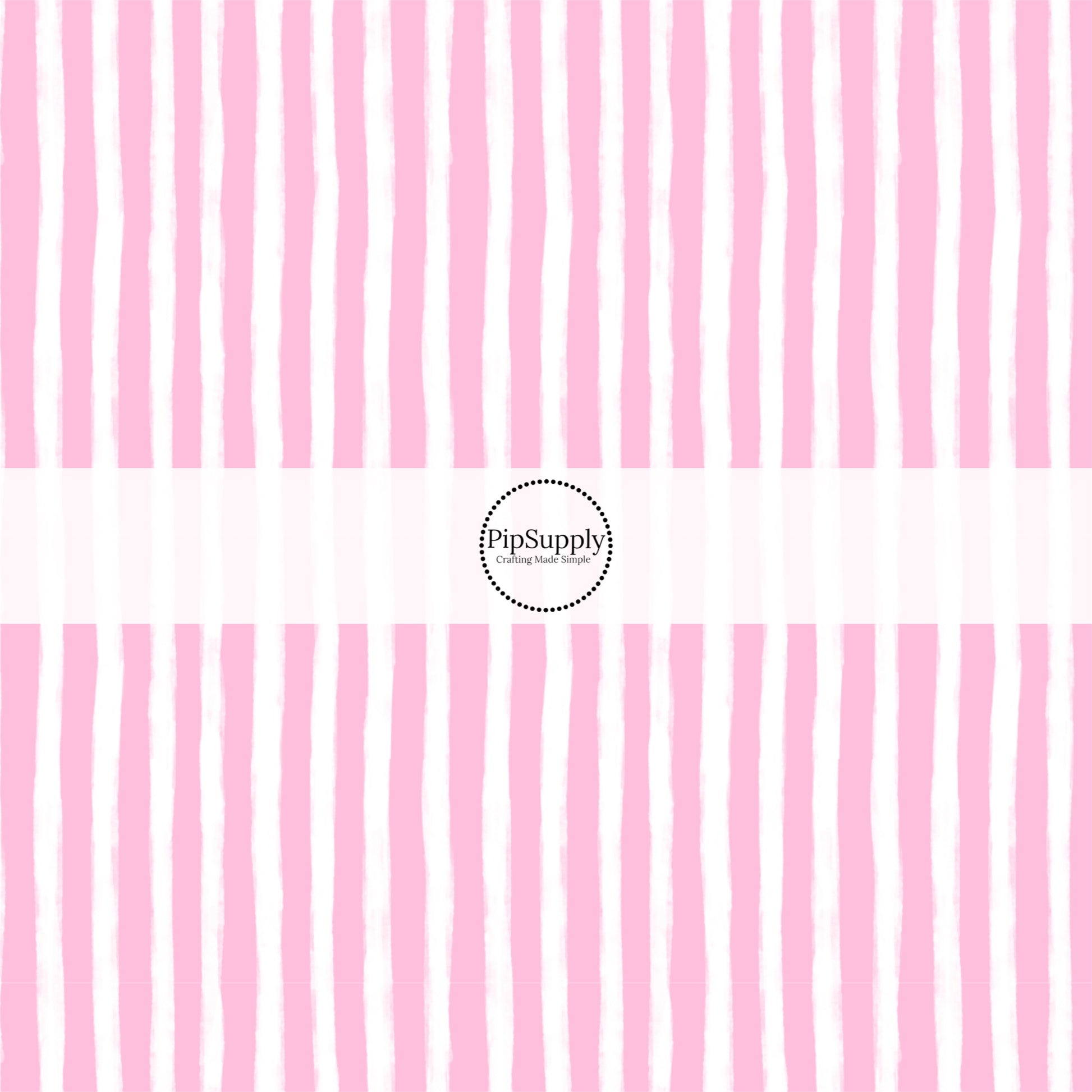 These Santa themed pattern fabric by the yard features the following design elements: pink and white Christmas stripes. This fun themed fabric can be used for all your sewing and crafting needs!