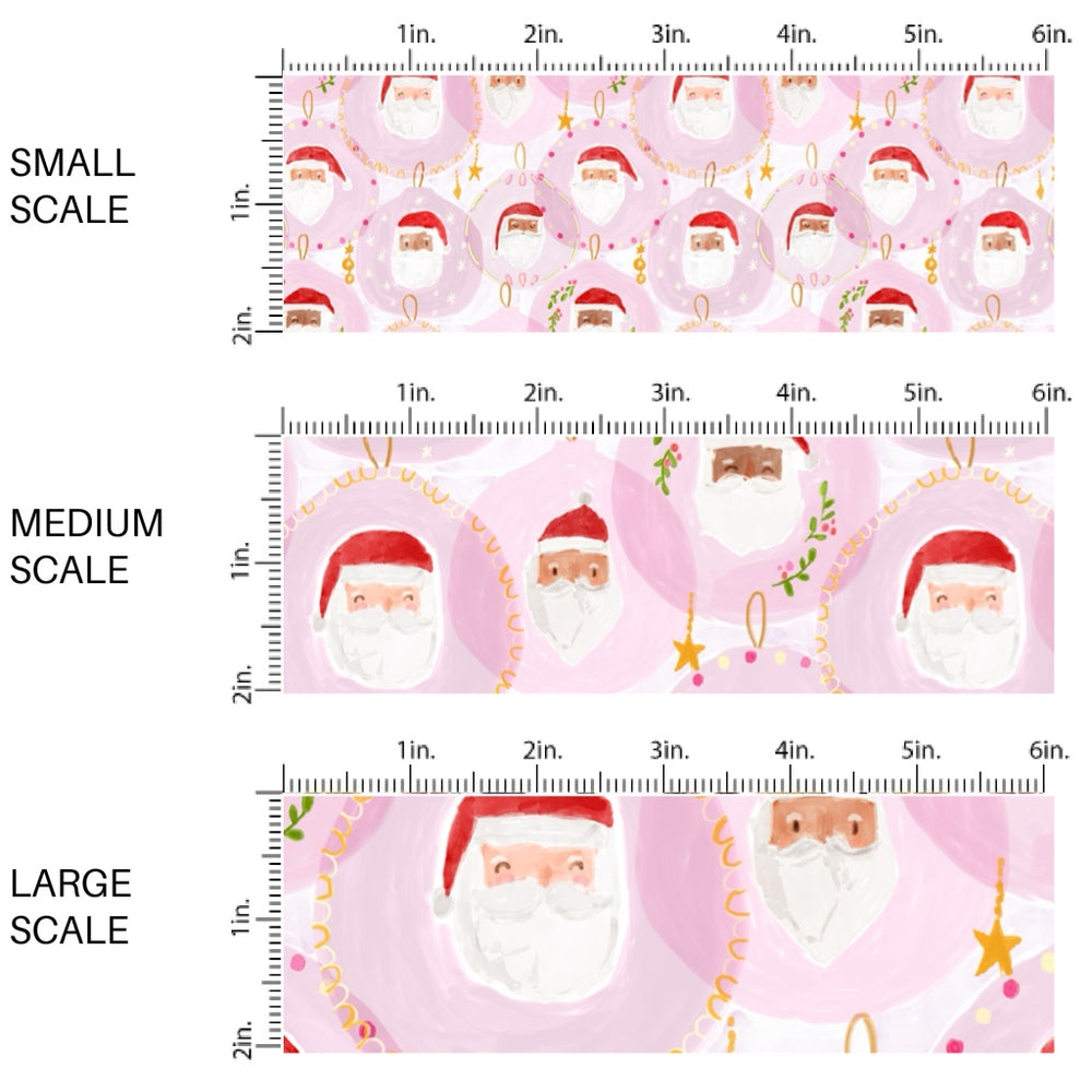 These Christmas Santa themed pattern fabric by the yard features the following design elements: Santa on pink. This fun themed fabric can be used for all your sewing and crafting needs!