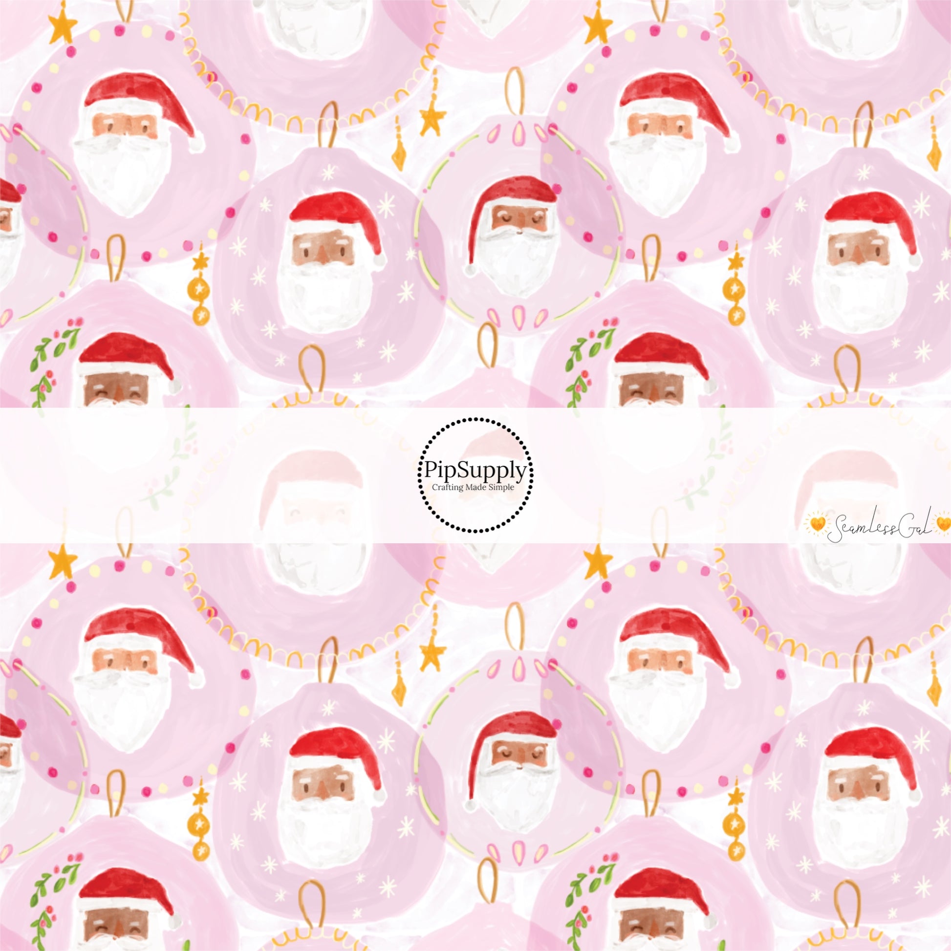 These Christmas Santa themed pattern fabric by the yard features the following design elements: Santa on pink. This fun themed fabric can be used for all your sewing and crafting needs!