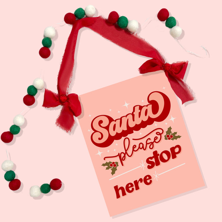 Santa Stop Faux Leather Sign - DIY