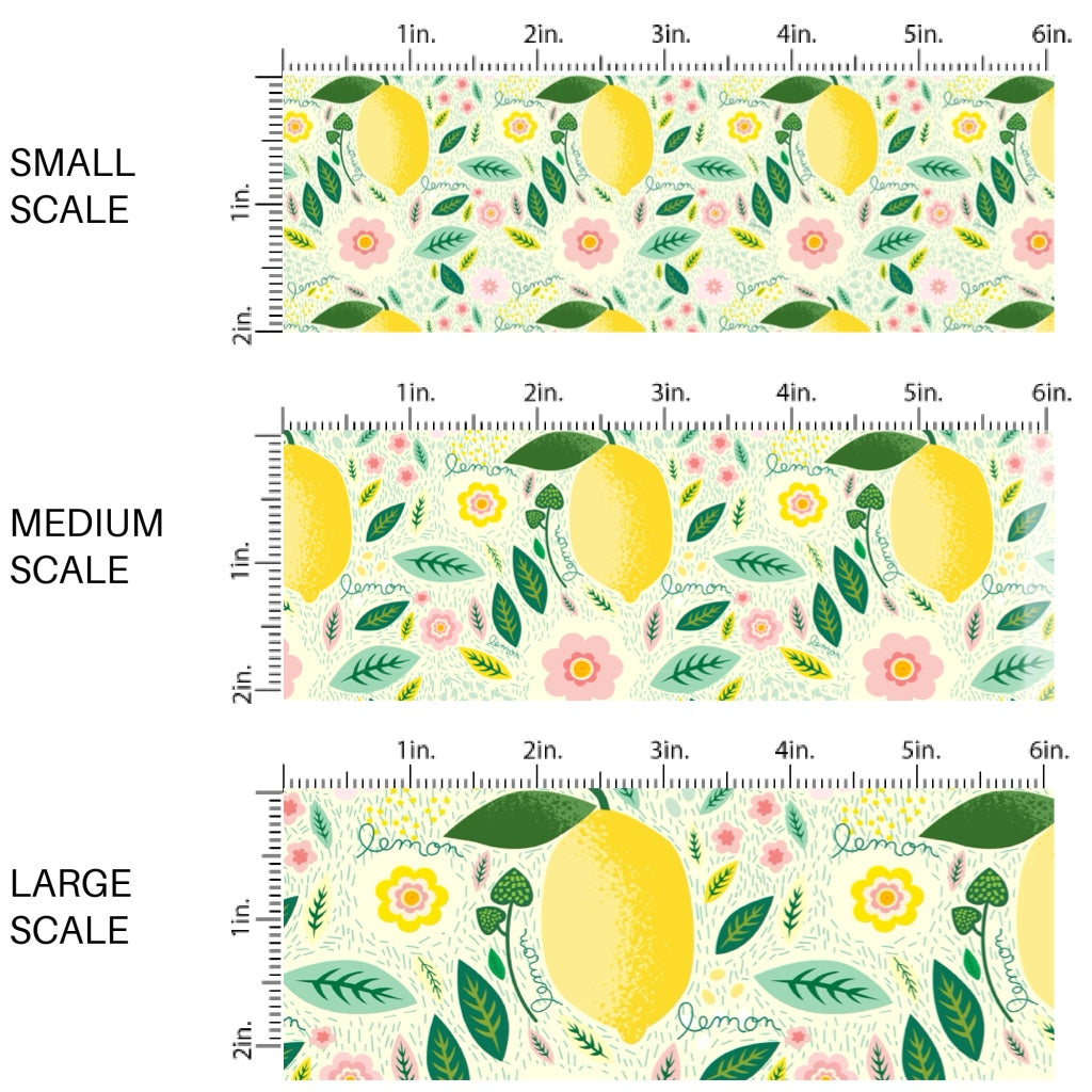 These fruit fabric by the yard features lemons and flowers. This fun pattern fabric can be used for all your sewing and crafting needs!