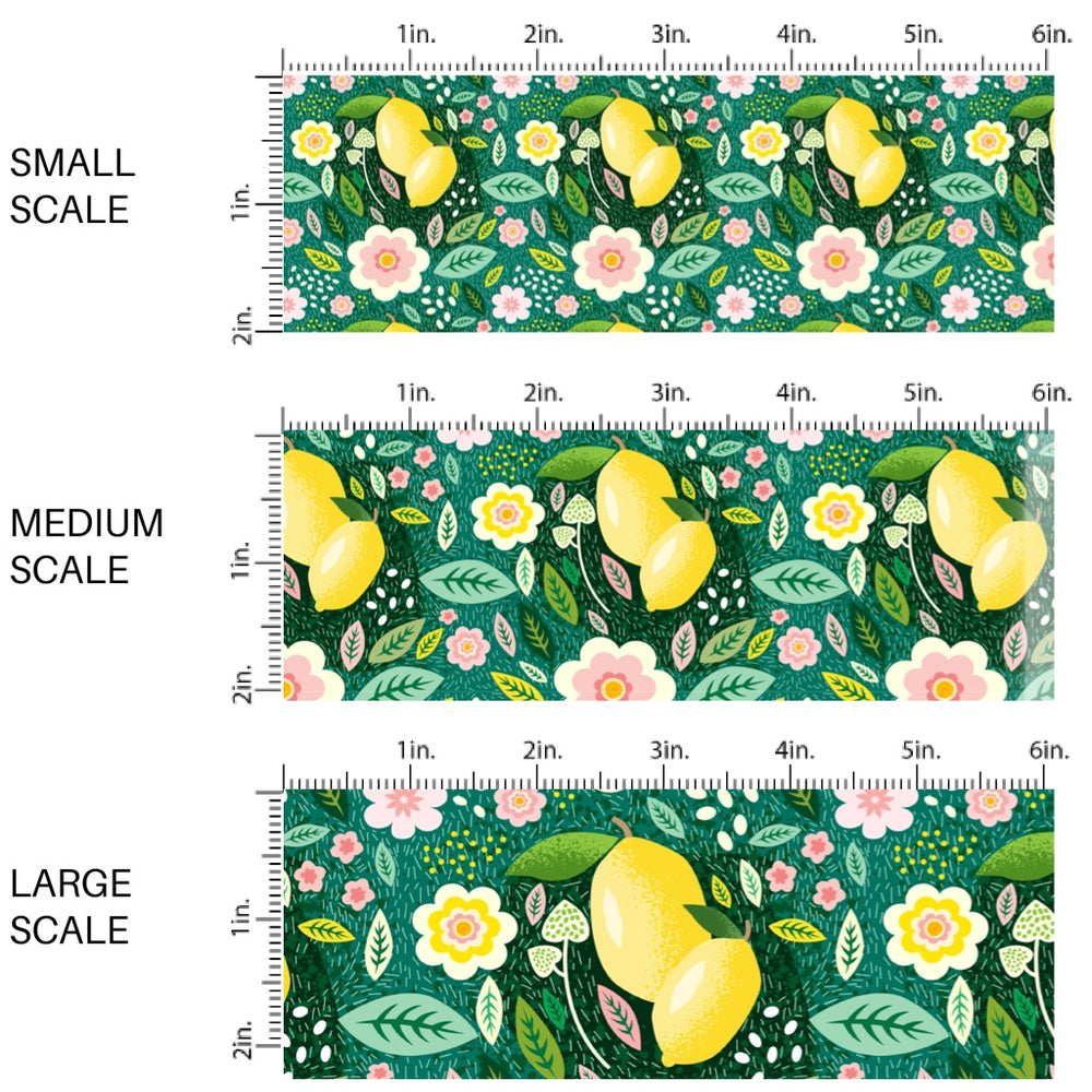 These fruit fabric by the yard features lemons and flowers. This fun pattern fabric can be used for all your sewing and crafting needs!