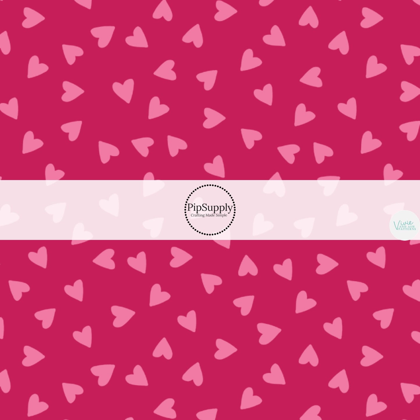 Tiny pink scattered hearts on magenta hair bow strips