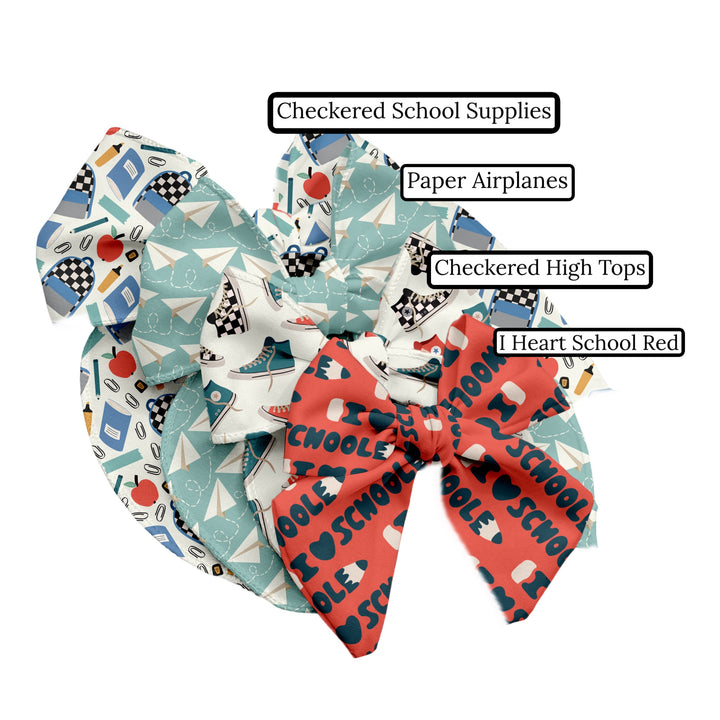 Checkered School Supplies Hair Bow Strips