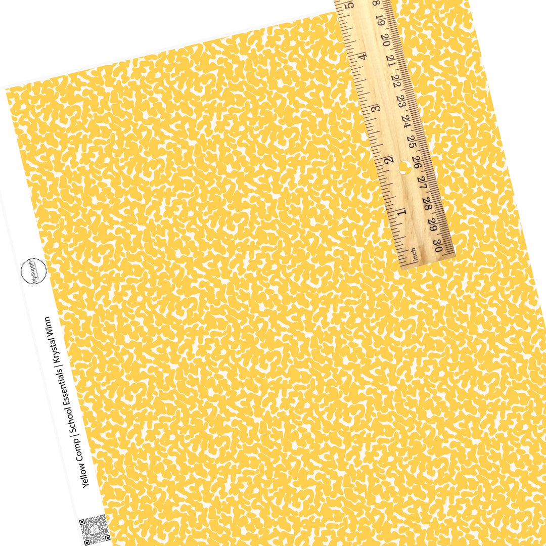 Composition book patterned yellow and cream faux leather sheets