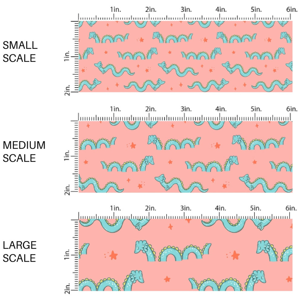 These bright ocean themed fabric by the yard features sea monsters on peach. This fun pattern fabric can be used for all your sewing and crafting needs!