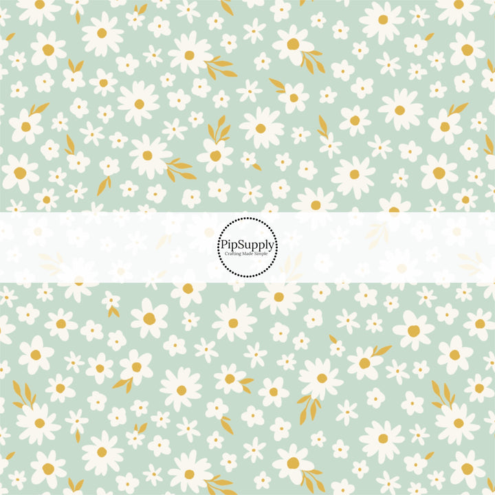 Seafoam Sweet Spring Flowers Fabric By The Yard