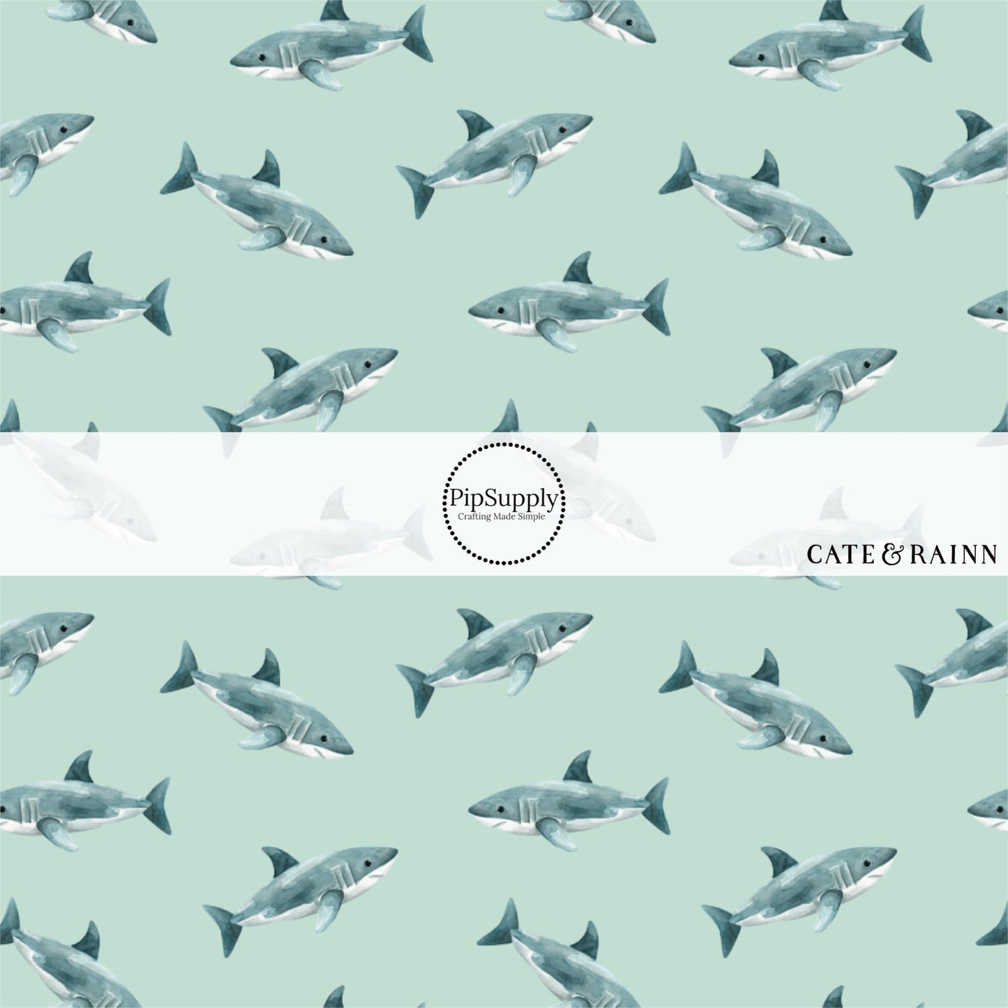 These shark themed blue fabric by the yard features sharks on light blue. This fun ocean themed fabric can be used for all your sewing and crafting needs! 
