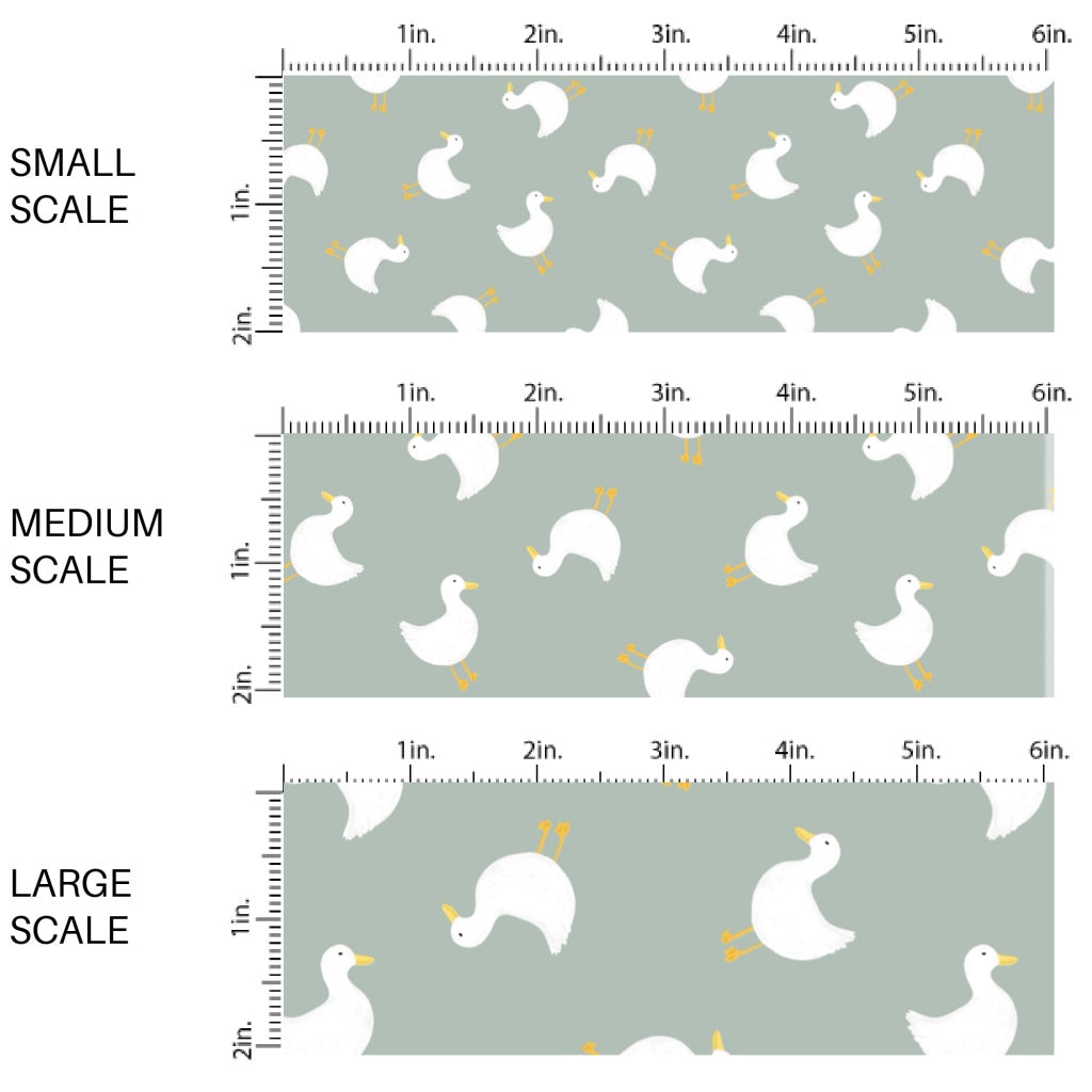 These spring fabric by the yard features geese on green. This fun pattern fabric can be used for all your sewing and crafting needs!