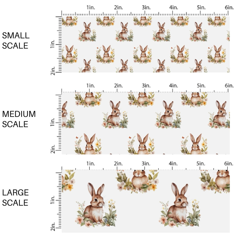 This Easter themed fabric by the yard features Easter bunnies surrounded by flowers. This fun pattern fabric can be used for all your sewing and crafting needs!