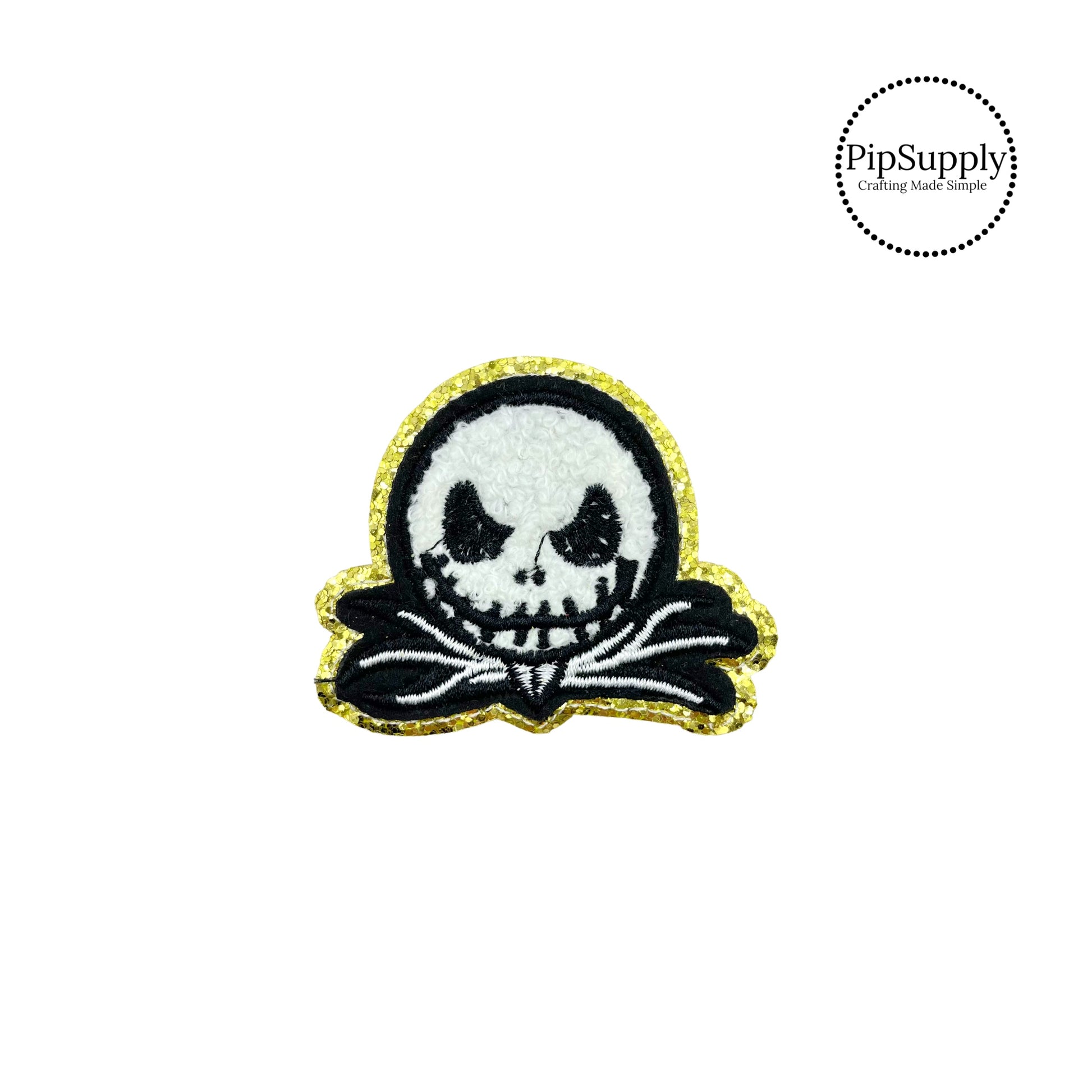 Black and white skeleton chenille iron on patch,