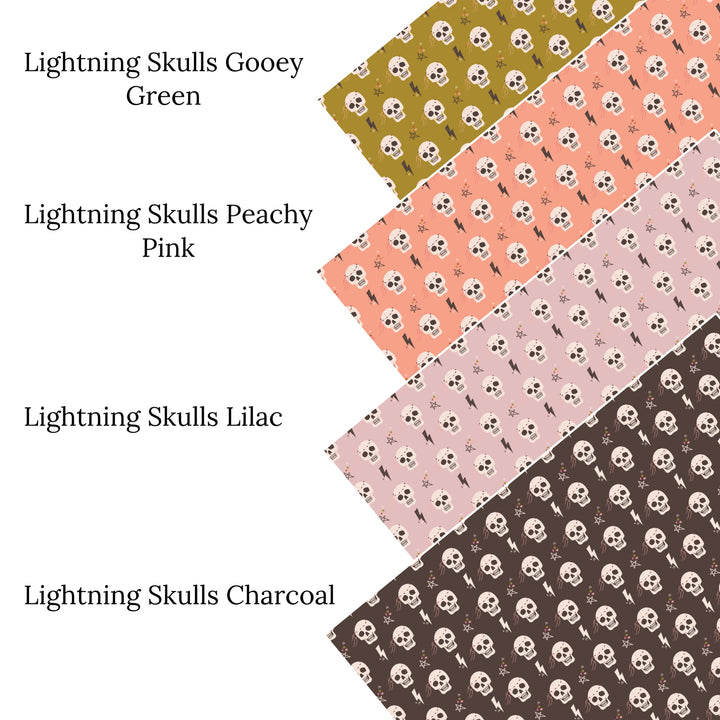 Lightning Skulls Gooey Green Faux Leather Sheets